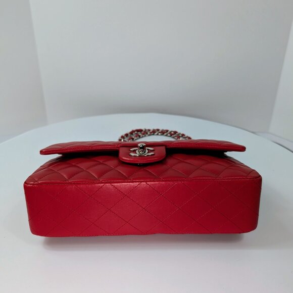 Chanel Rare Red 17b Classic Medium Quilted Lambskin Double Flap Bag - Picture 8 of 16